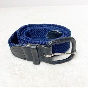 Vintage blue leather and woven rope belt